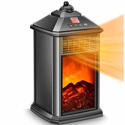 Electric Heater - Space Heater For Office Electric Fireplace Heater 800W With Adjustable Thermostat Ceramic Remote Control Tip-over & Overheat Protection Heaters Indoor Portable Electric