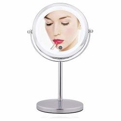 10X Magnification Desktop Makeup Mirror 7 Inch Double Sided LED 360 Rotating Touch Screen Stand Mirrors Bathroom And Bedroom Mirrors
