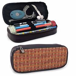 Mexican Pencil Holder Leather Stationary Case Pouch Aztec Culture Ornament For Pens Pencil Samsung Stylus Tools USB Cable And Other Accessories 8"X3.5'X1.5'