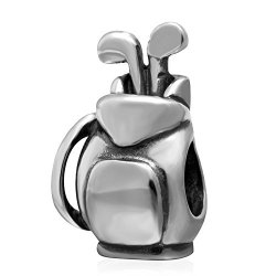 Golf Bag Charm 925 Sterling Silver Sport Beads Fit For Diy Charms Bracelets Golf Bag