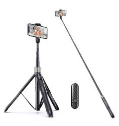 Tripod Selfie Stick 65" With Bluetooth Remote Black