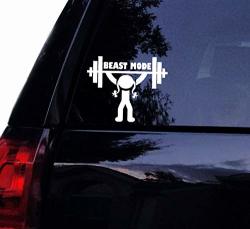 Celycasy Lady Beast Mode Weightlifter Decal - Girl Vinyl Gym Fitness Weightlifting Barbells Workout Car Decal Laptop Decal Car Window Wall Sticker