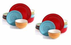 Better Homes And Gardens Microwave Safe And Durastone 12-PIECE Dinnerware Set Assorted Dishwasher Safe Assorted Colors Pack Of 2