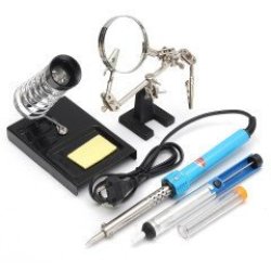 5 In 1 60W Electric Rework Soldering Iron Kit With Magnifier Desoldering Pump