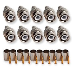 50-OHM Bnc Crimp On Connector Dcfun 10-PACK RG59 Coax Cable Adapter For Cctv Security Camera
