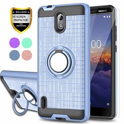 Ymhxcy Nokia 3.1A At&t Case Nokia 3.1C Cricket Wireless Case With HD Screen Protector 360 Degree Rotating Ring & Bracket Dual Layer Shock Bumper
