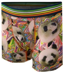 Mad Engine Men's Psychedelic Panda Bears Boxer Briefs XL Green