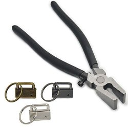 25 Pcs Key Fob Hardware 25MM + One Tool Wide Flat Nose Plier Toolsplit Ring Wrist Wristlets Bronze