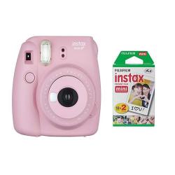 Fujifilm Instax MINI 8+ Instant Film Camera Strawberry With Instant Film 2 X 10 Shoots Total 20 Shoots + Colorful Photo Frame Stickers 20 Pcs.