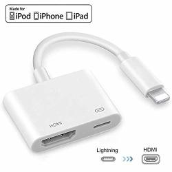 Apple Mfi Certified Lightning To HDMI 1080P Lightning Digital Av Audio Converter HDMI Sync Screen With Charging Port Compatible For Iphone Ipad And Ipod