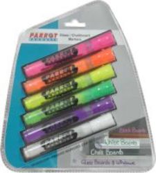 Parrot Pack of 6 Bullet Tip Glass & Chalkboard Markers