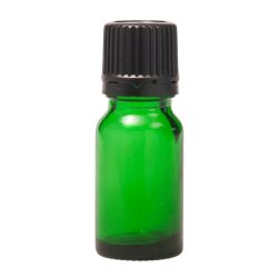 10ML Green Glass Bottle With Slow Flow Dropper Cap - Black