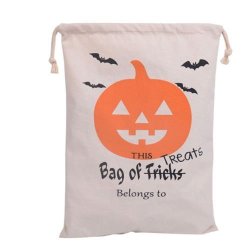 JUNGSON--18 Inch Halloween Pumpkin Canvas Bags Beam Port Drawstring Sack Candy Gift Bags