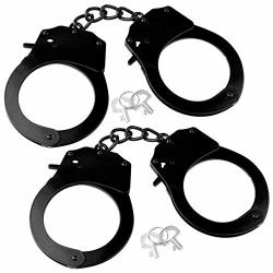 Fengek 2 Pcs Metal Handcuffs With Keys For Cosplay Police Black Handcuffs Prop Dress Ball Party Cosplay For Kids