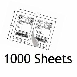 Half Sheet Laser & Inkjet Square Corner Shipping Address Labels 5-1 2" X 8-1 2" 1000 Labels