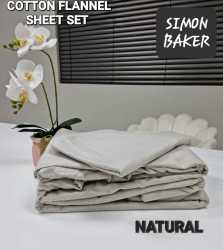 Simon Baker - Cotton Flannel Sheet Set - Natural - Queen XL Bed