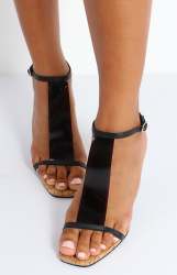 Ladies Strappy Heel Sandals - Black - Black UK 6