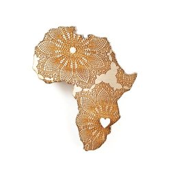 Brooch heart Of Africa Stone - Handcrafted Plywood Brooch With Laser Cut Detail