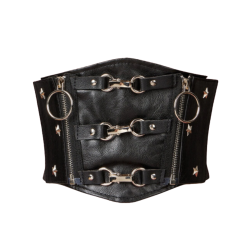 Star Studded Zipper Goth Punk Corset Belt One Size