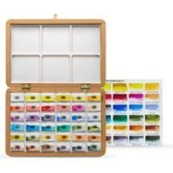 Aquarius Watercolour Paint - Krzysztof Ludwin Limited Edition Wooden Box Set 36 Colours - Full Pan