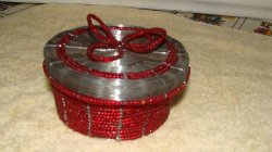 Wire Basket With Lid Fully Beaded With Bright Red Beads : So Functional