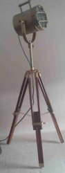 Rosewood And Aluminium Tripod Lamp Stand And Feature Lamp Fitting