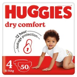 Huggies Dry Comfort Size 4 8-14KG Value Pack - 50 Nappies