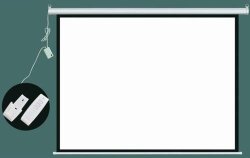 Esquire Electric Projector Screen 180 X 180 With Rf Remote Control 174 X 174 Cm Viewing Area 3CM Black Border Left right bottom 10CM Black Drop
