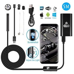 Maso 5M Wifi Borescope Inspection Camera 8MM Lens Borescope Wireless Endoscope 2.0 Megapixels 720P HD IP67 Waterproof With 6 LED Light For Iphone Android PC Ipad