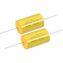 uxcell Film Capacitor 100V DC 10.0uF MKPA-E Round Axial Polypropylene Capacitors for Audio Divider Yellow 2pcs