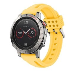 Voberry Soft Silicone Sports Replacement Watch Strap Band For Garmin Fenix Chronos Gps Watch Yellow