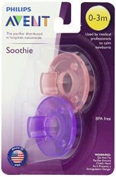 Philips 2 Pack Avent Soothie Pacifier Pink purple 0-3 Months