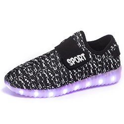 Lakerom Boys & Girls Lovely Led Light Shoes Usb Charging Luminous Flashing Sneakers Lrled06-black-33