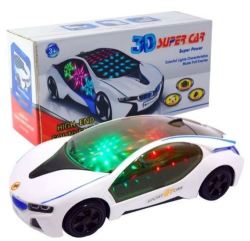 Electric 3d Bump-'n-go Car With Four Transparent Colours & Music