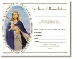 Certificate Of Reconciliation - Lamb Of God
