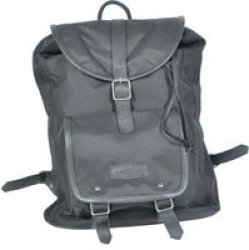 King Kong Leather King Kong Student Canvas And Leather Backpack Black