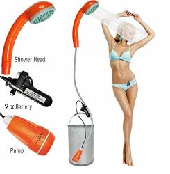 Qbuds Portable Camping Shower Compact Shower Pump With Dual Detachable USB Rechargeable Batteries Handheld Outdoor Shower Head For Camping Hiking Traveling Emergency Use Classic Type