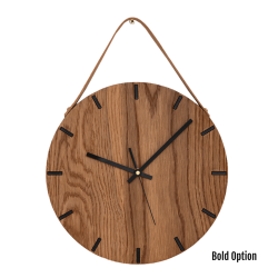 Liam Wall Clock In Oak - 250MM Dia Natural Bold Black Second Hand