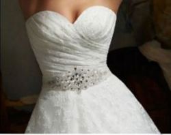 Wedding Dress Sash Belt - Beautiful Rhinestone Beading Applique On White Satin Ribbon