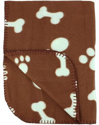 30X21 Inch Dog Cat Fleece Blanket - Bone And Paw Print Assorted Color Pet Blankets By Bogo Brands Brown