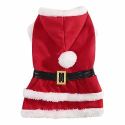 PEARLMILKTEA001 New Pet Santa Claus Dress Winter Keep Warm Christmas Pattern Cat Dog Clothing Cloth Dress Xmas French Bulldog Red L