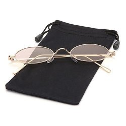 Retro Small Steampunk Oval Sunglasses Candy Color Lens For Women And Men Lookeye Gold Frame And Cinnamon Lens