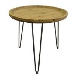 Sarah Jane Side Table With Wooden Top Round