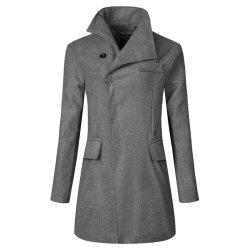 Mens Mid-long Slim Fashion Single-breasted Solid Color Trench Coats