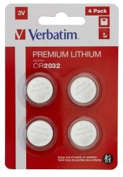 Verbatim CR2032 Battery Lithium 3V 4 Pack X 20PER Carton