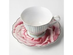 Wavy Rose Cups & Saucers Set Of 4