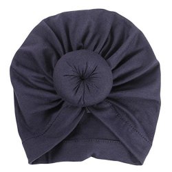 Voberry Kids Baby Bohemian Head Wrap Cap Cute Cotton Turban Knot Hat Navy 1