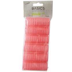 Basics Hair Rollers Velcro Pink 6PC
