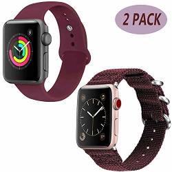 Litodream Compatible Silicone Cute Strap Replacement Apple Watch Band 38MM 40MM Pink Iwatch Band Wristbands For Rose Gold Apple Watch Series 4 3 2 1 Sport Edition Maroon Silicone+nylon