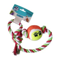 Pet Rope And Ball Tug Toy For Dogs Tennis Ball Tug Toy Orange